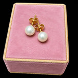 14K Yellow Gold Cultured Pearl Simple Stud Earrings
