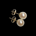 14K Yellow Simple Gold Cultured Pearl Stud Earrings