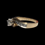 14K Yellow & White Gold Diamond Flanked Bypass Ring Size 4 3/4