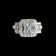 14K White Gold Round Brilliant & Baguette Cut Natural Diamond Cluster Ring Size 5