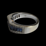 14K White Gold Channel Set Baguette Cut Sapphire & Diamond Row Band / Ring Size 7