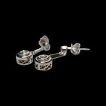 18K White Gold & Diamond Open Work Articulated Dangle Stud Earrings