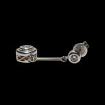 18K White Gold & Diamond Open Work Articulated Dangle Stud Earrings