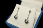 18K White Gold & Diamond Open Work Articulated Dangle Stud Earrings