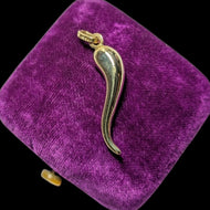 9K Yellow Gold Italian Cornicello Charm / Pendant