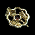 9K Yellow Gold & Garnet Scottish Thistle Pendant / Charm