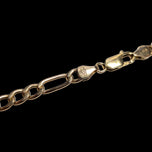 9K Yellow Gold Figaro Chain Link Necklace Italy 21” x 4.75mm