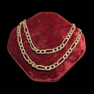 9K Yellow Gold Figaro Chain Link Necklace Italy 21” x 4.75mm