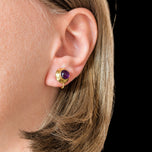 18K Yellow Gold Amethyst Cabochon Screw Back Clip-On Earrings by OPI