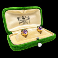 18K Yellow Gold Amethyst Cabochon Screw Back Clip-On Earrings by OPI