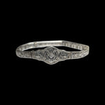 14K White Gold & European Cut Diamond Art Deco Filigree Panel Bracelet