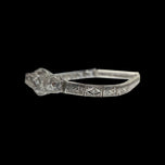 14K White Gold & European Cut Diamond Art Deco Filigree Panel Bracelet