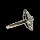 18K White Gold Art Deco Style Diamond Filigree Statement Ring Size 8