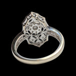 18K White Gold Art Deco Style Diamond Filigree Statement Ring Size 8