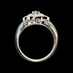18K White Gold Art Deco Style Diamond Filigree Statement Ring Size 8