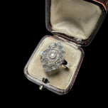 18K White Gold Art Deco Style Diamond Filigree Statement Ring Size 8