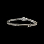 14K White Gold & European Cut Diamond Art Deco Filigree Panel Bracelet