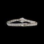 14K White Gold & European Cut Diamond Art Deco Filigree Panel Bracelet