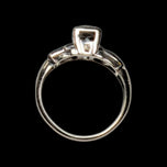 14K White Gold & Diamond Art Deco Scrollwork Ring Size 4 3/4