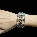 Bent Larsen Denmark Pewter and Glass Open Work MCM Bracelet
