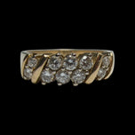 Birks 14K Yellow Gold Double Diamond Row Band Size 6 1/4