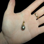 14K Yellow Gold Black Tahitian Pearl & Diamond Pendant