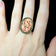 Early Chinese Export Gilt Silver / Vermeil & Carved Pink Coral Bird Ring Adjustable