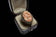 Early Chinese Export Gilt Silver / Vermeil & Carved Pink Coral Bird Ring Adjustable