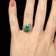 14K Yellow Gold Natural Emerald & Diamond Bypass Ring Size 5 1/4