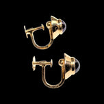 18K Yellow Gold Amethyst Cabochon Screw Back Clip-On Earrings by OPI