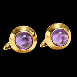 18K Yellow Gold Amethyst Cabochon Screw Back Clip-On Earrings by OPI
