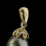 14K Yellow Gold Black Tahitian Pearl & Diamond Pendant
