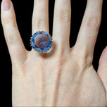 14K Yellow Gold Cage Set Synthetic Blue Spinel Cocktail Ring Size 5