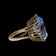 14K Yellow Gold Cage Set Synthetic Blue Spinel Cocktail Ring Size 5