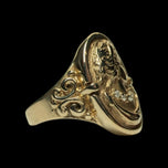 10K Yellow Gold Cameo Ring with Diamond Necklace Accents Size 6 1/4