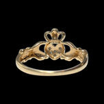 10K Yellow Gold & Diamond Irish Claddagh Ring Size 7