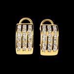 10K Yellow Gold & Diamond Three Row Omega Back Earrings