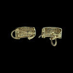 10K Yellow Gold & Diamond Three Row Omega Back Earrings