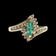 10K Yellow Gold Diamond & Marquise Cut Emerald Bypass / Split Shank / Halo Ring Size 7 1/4