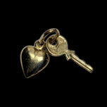 10K Yellow Gold Heart & Key Charm / Pendant