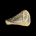 10K Yellow Gold Etched Horse Head Signet Band / Ring Size 11