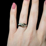 10K Yellow Gold Mother of Pearl, Black Onyx & Diamond Inlay Ring Size 4 3/4