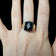 10K Yellow Gold Square Cut Art Deco Onyx & Diamond Signet Style Inlay Ring Size 11.5