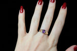 10K Yellow Gold & Synthetic Purple Sapphire Oval Bezel/Claw Set Ring Size 7 3/4