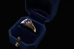 10K Yellow Gold & Synthetic Purple Sapphire Oval Bezel/Claw Set Ring Size 7 3/4