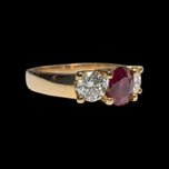18K Yellow Gold Diamond & Natural Ruby Ring Size 7 1/2