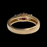 18K Yellow Gold Diamond & Natural Ruby Ring Size 7 1/2