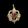 9K Yellow Gold & Garnet Scottish Thistle Pendant / Charm