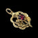 9K Yellow Gold & Garnet Scottish Thistle Pendant / Charm