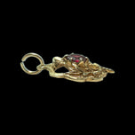 9K Yellow Gold & Garnet Scottish Thistle Pendant / Charm